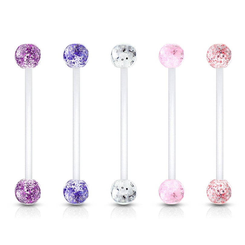 Piercing all'ombelico con sfere glitterate per gravidanza