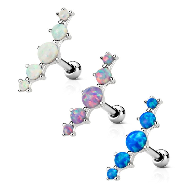 Piercing helix con cinque pietre di opale