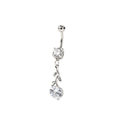 Piercing all'ombelico con pendente e pietre ramificate