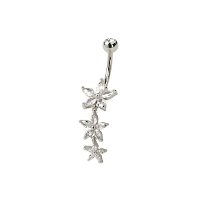 Piercing all'ombelico con pendente con tre fiori