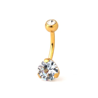 Piercing all'ombelico placcato oro con grande pietra