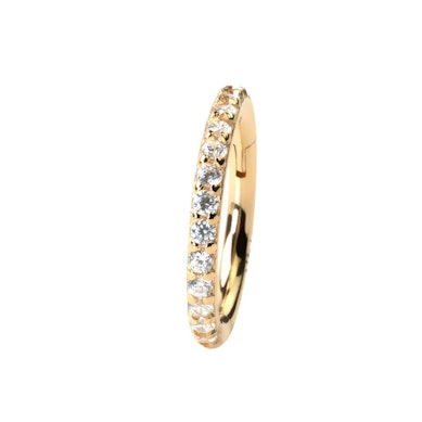 Cerchio con cardine in oro 14K e fila di zirconi