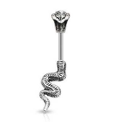 Piercing all'ombelico di acciaio chirurgico con serpente cobra