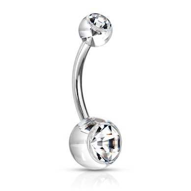 Piercing all'ombelico con sfere in acrilico decorate con pietre