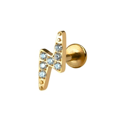 Labret in titanio con fulmine e pietre