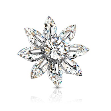 Dermal a forma di fiore con foglie di pietra e pietra centrale