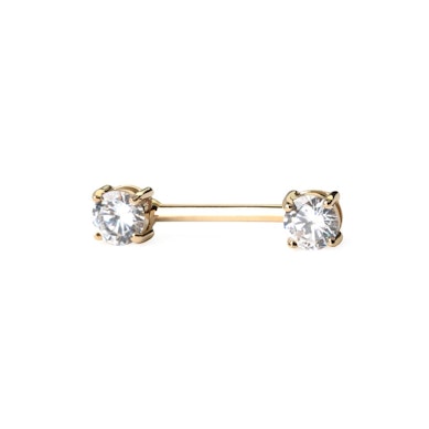 Barra per capezzolo in oro 14K con pietra