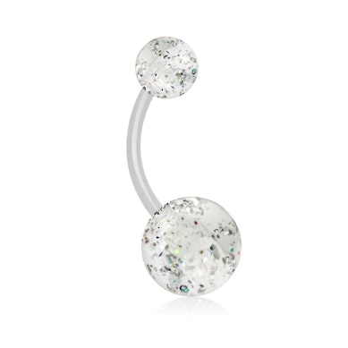 Piercing all'ombelico in acrilico con sfere glitterate