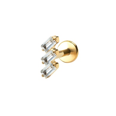 Labret in titanio con pietre taglio baguette