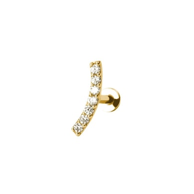Labret push-in in oro 14k con pietre incastonate ad arco