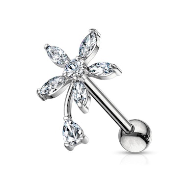 Piercing all'orecchio con pietre marquise rotonde