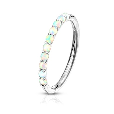 Endless ring in oro 14K con cardine e opali sul lato