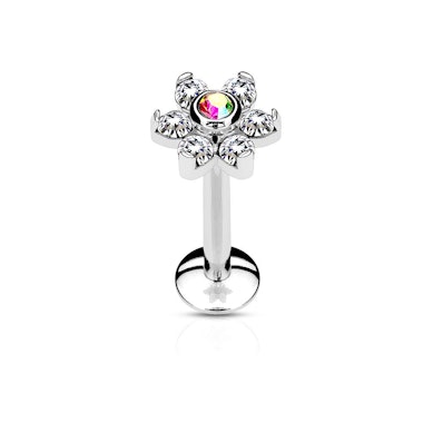 Labret con fiore e filettatura interna