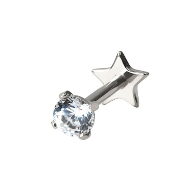 Labret push-in in titanio con pietra e disco posteriore a stella 