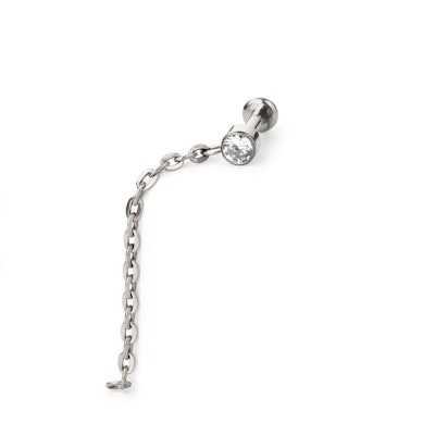 Labret in titanio con pietra e catenella pendente