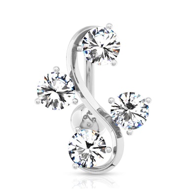 Piercing all'ombelico reverse con quattro pietre scaglionate