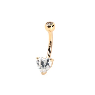 Piercing all'ombelico in oro 14K con pietra a cuore