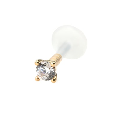 Labret con barra in bioplastica e top in oro 14K