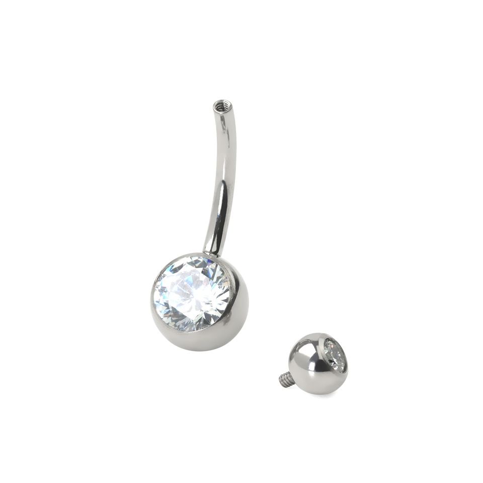 6 Piercing All'Ombelico In Acciaio Inox E Titanio | Con Cristalli E Opale - 14 Gauge, 10mm Asta - DQ-6