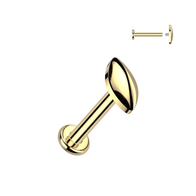 Labret in titanio con top ovale arrotondato