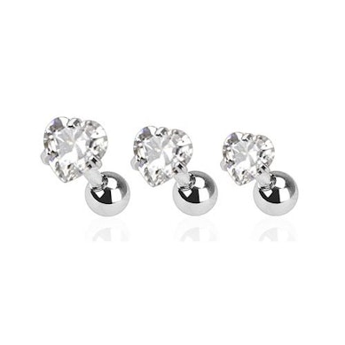 Set di piercing all'orecchio con pietra a cuore