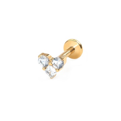 Labret in titanio a forma di cuore con pietre