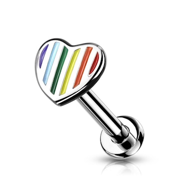 Labret con filettatura interna e cuore arcobaleno
