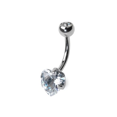 Piercing all'ombelico in titanio con pietra a cuore