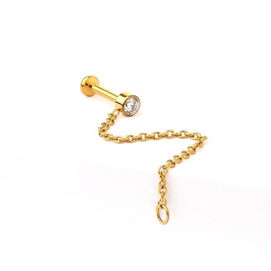 Labret in titanio con pietra e catenella