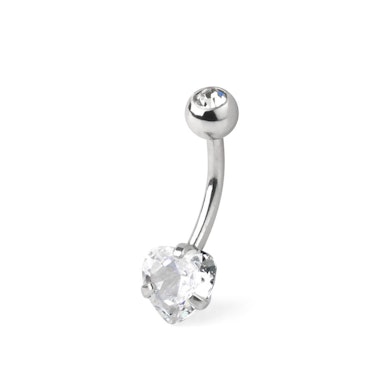 Piercing all'ombelico con pietra a cuore