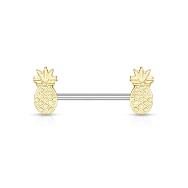 Piercing al petto con ananas placcato in oro
