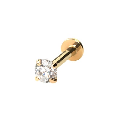 Labret in oro 14K con pietra e filettatura interna