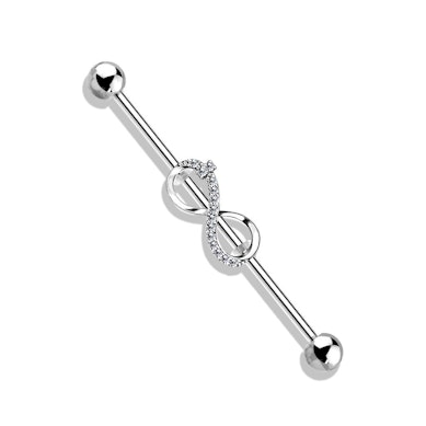 Piercing industriale con simbolo dell'infinito