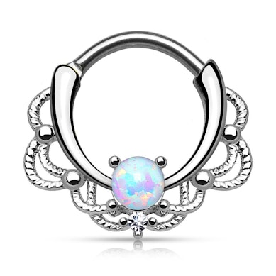 Piercing septum con pietra opale in stile incatenato