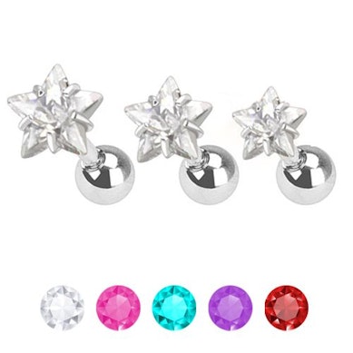 Set di piercing all'orecchio con pietra a stella