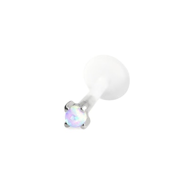 Labret in oro 14K con pietra opale
