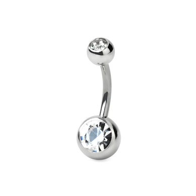 Piercing all'ombelico in acciaio chirurgico con doppie pietre di vari colori
