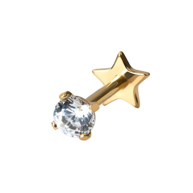 Labret push-in in titanio con pietra e disco posteriore a stella