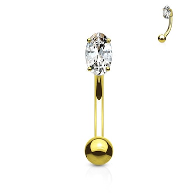 Barra curva in oro 14K con pietra incastonata