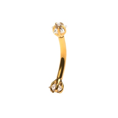 Barra curva in titanio con pietre di zirconia cubica a forma di stella