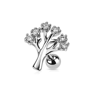 Piercing trago con albero di pietre incastonate