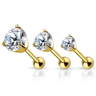 Set di piercing all'orecchio in oro 14k con pietra incastonata