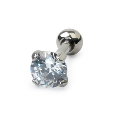 Piercing all'orecchio in titanio con pietra rotonda