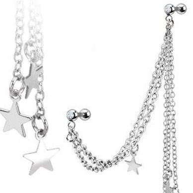 Piercing tragus e helix con stesse e catene