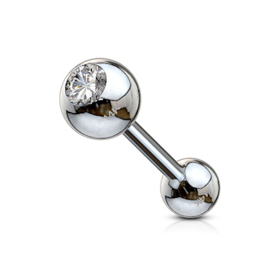 Barra per orecchio in oro 14K con pietra incastonata