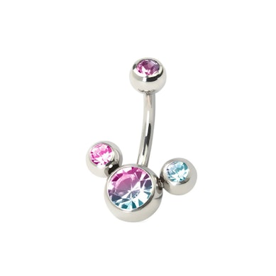 Piercing all'ombelico con quattro pietre in vari colori