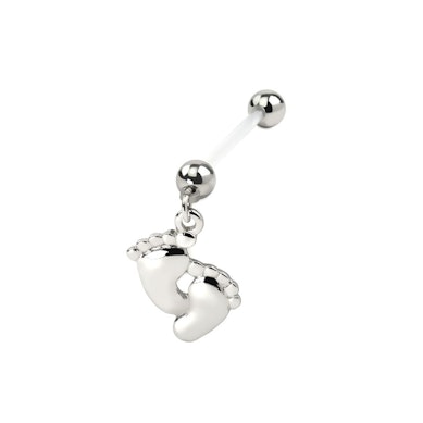 Piercing all'ombelico per gravidanza con piedini-Grigio brillante