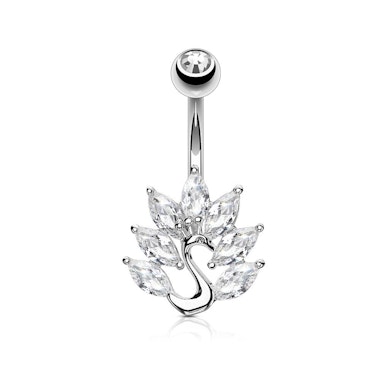 Piercing all'ombelico con pavone