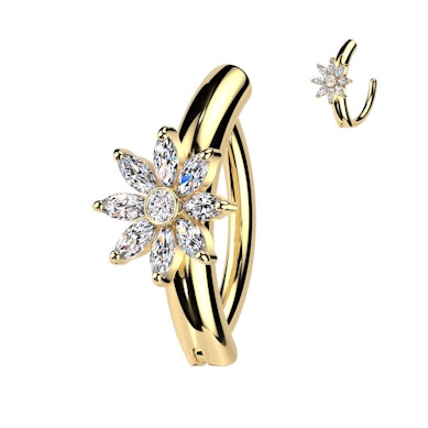 Clicker per ombelico con fiore brillante