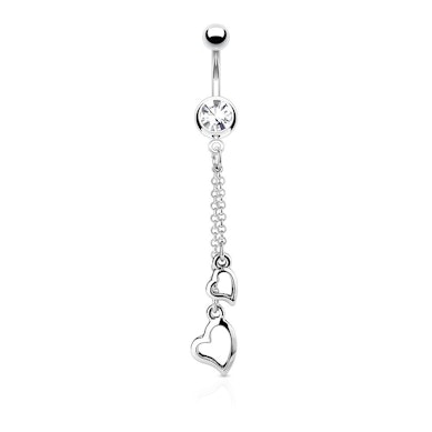 Piercing per ombelico con pendente a forma di cuore